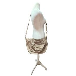 Coach Kristin Beige Taupe Leather Slouchy Hobo Shoulder Bag Silver Hardware